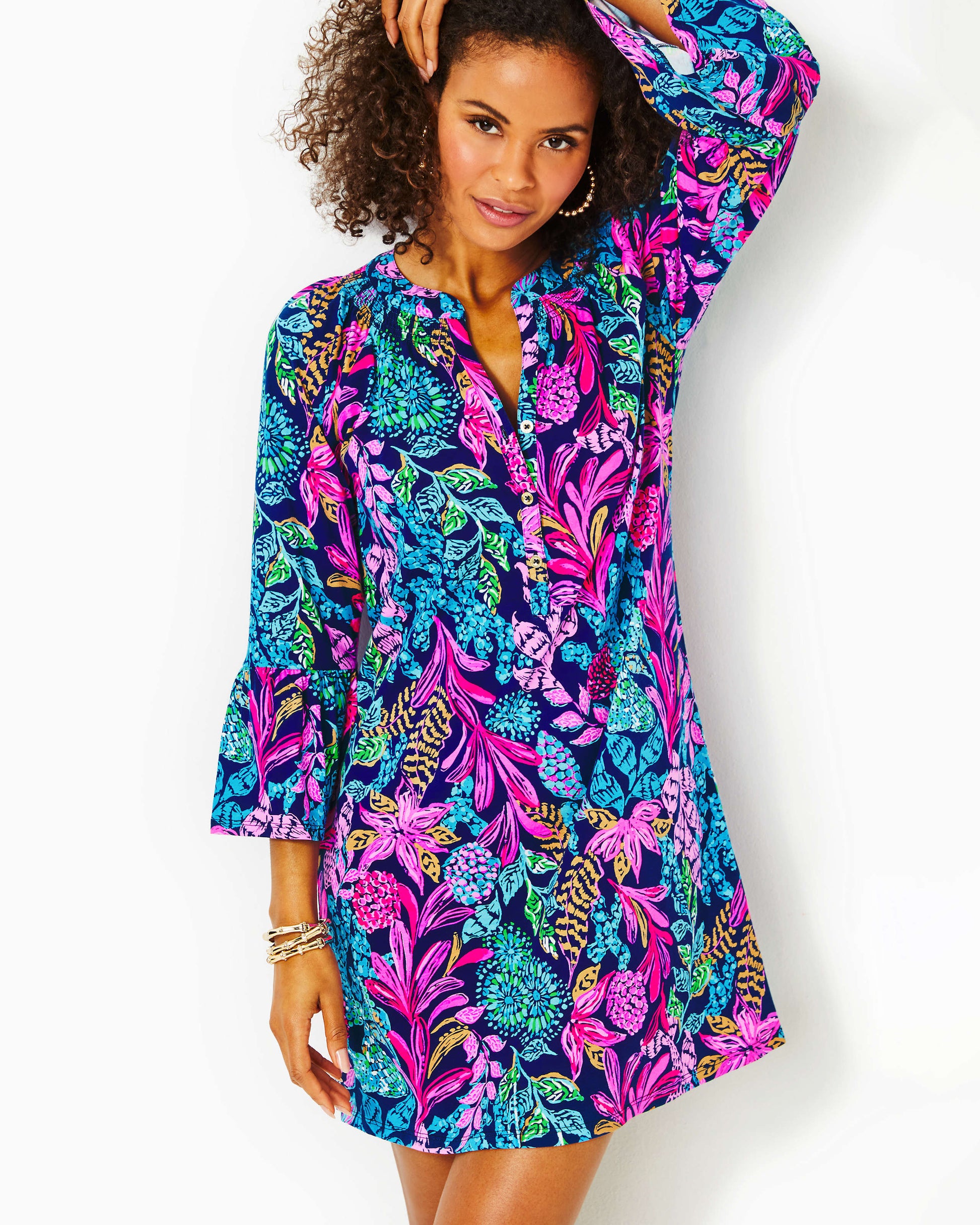 NORRIS 3/4 SLEEVE DRESS – Pink Sorbet | Lilly Pulitzer Store Columbia, SC