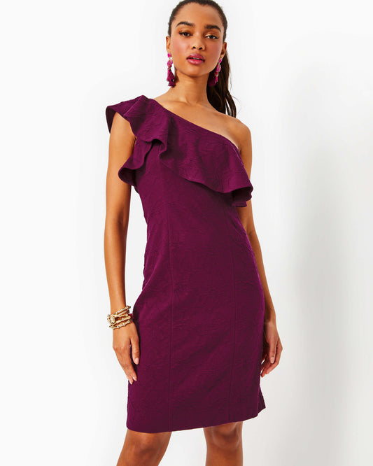 BORDEAUX ONE SHOULDER DRESS