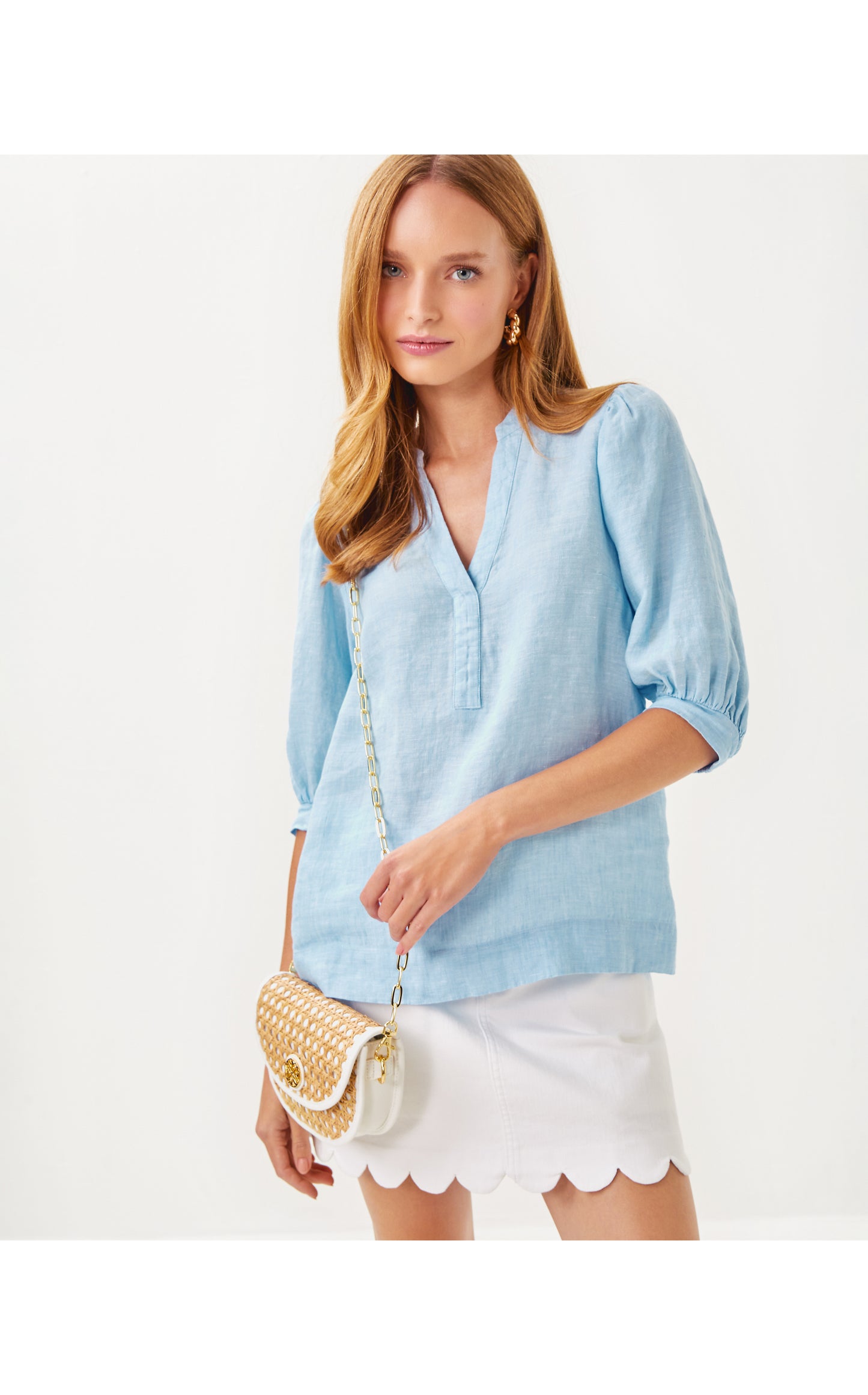 MIALEIGH ELBOW SLEEVE LINEN TOP