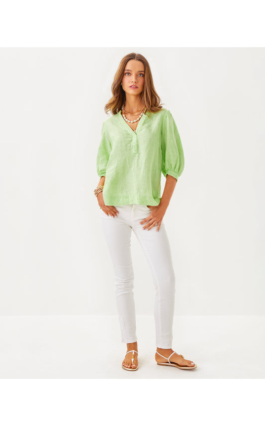 MIALEIGH ELBOW SLEEVE LINEN TOP