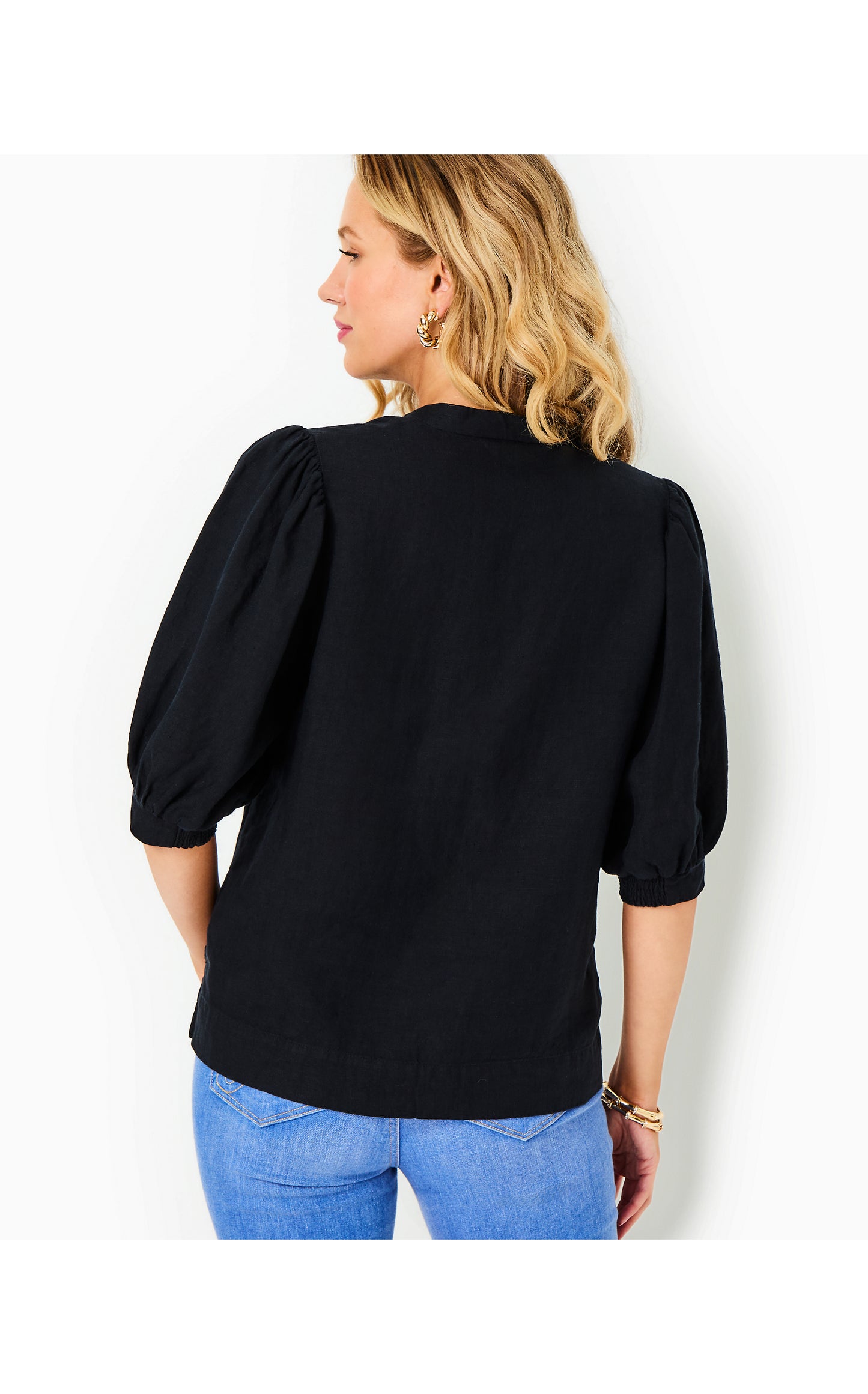 MIALEIGH ELBOW SLEEVE LINEN TOP