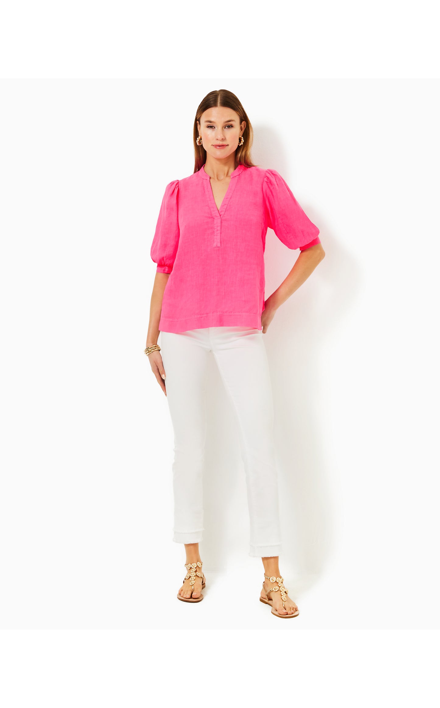 MIALEIGH ELBOW SLEEVE LINEN TOP