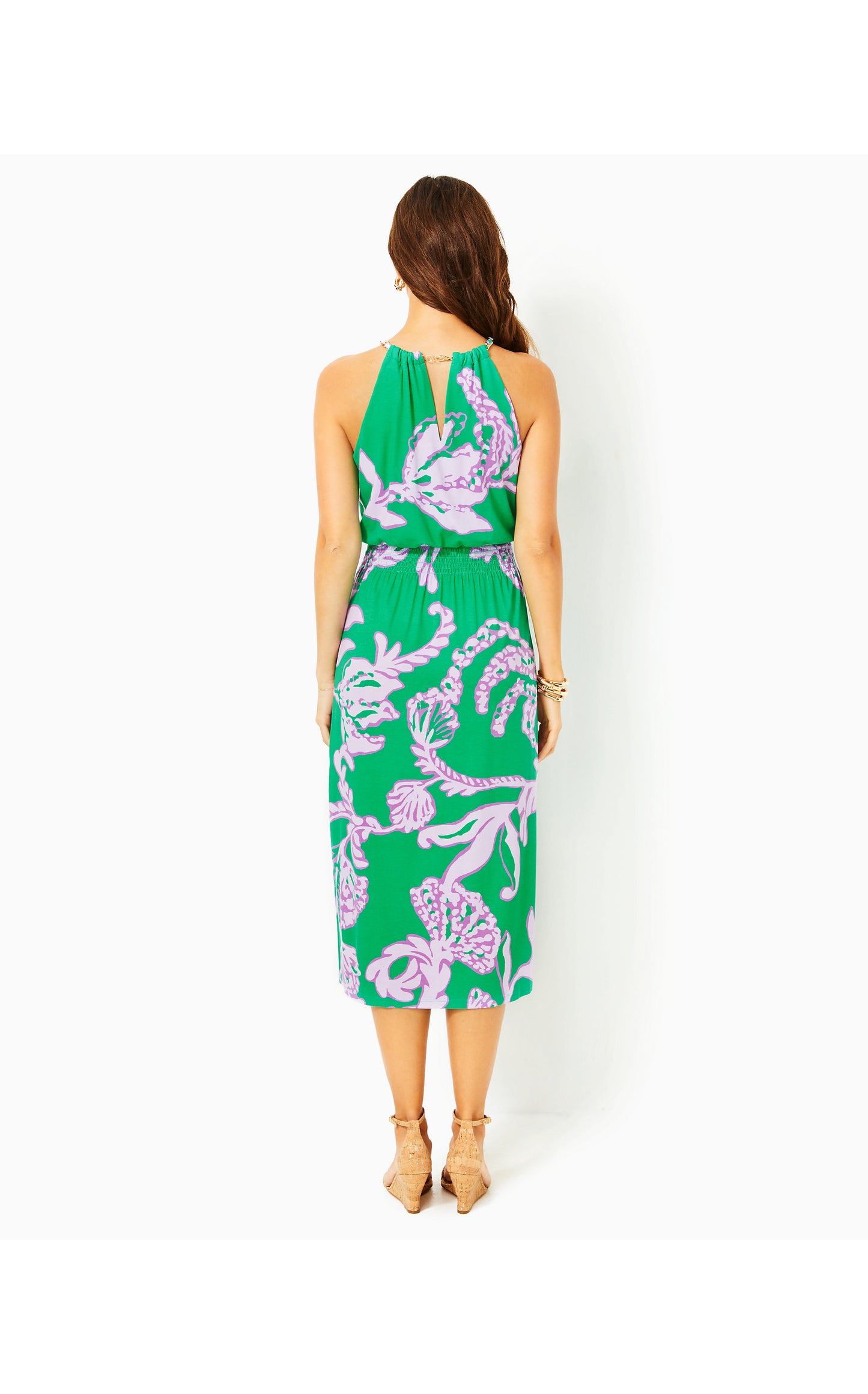 GRACELYN HALTER MIDI DRES - BRAZILIAN GREEN - SALTY SANDBAR OVERSIZED ENIGINEERED KNIT DRESS