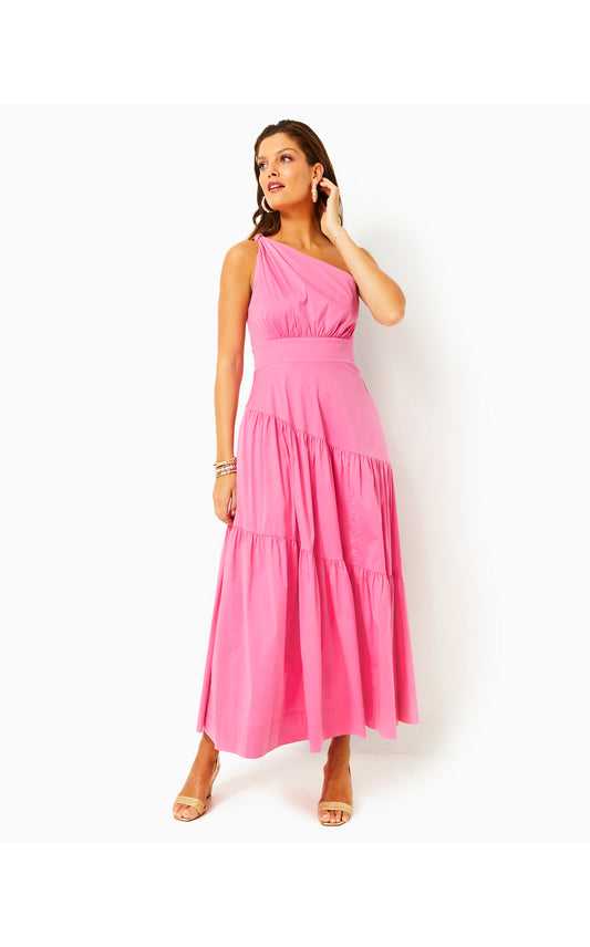 LUCILYN ONE SHOULDER COTTON MAXI DRESS