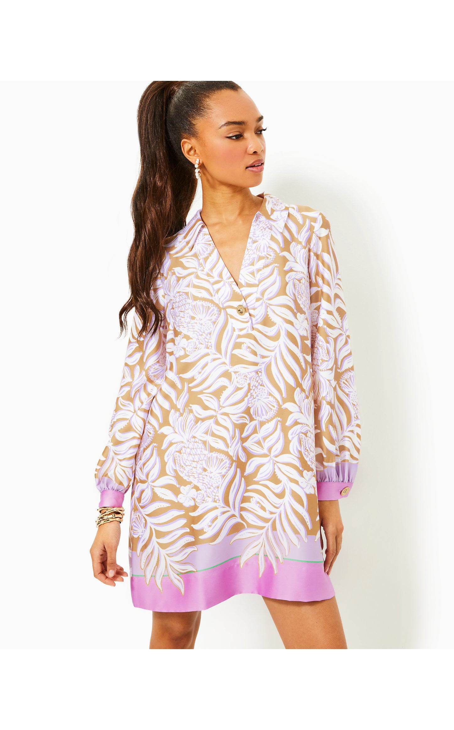 IRALANNE LONG SLEEVE POPO - MULTI - BON VIVANTS ENGINEERED WOVEN DRESS