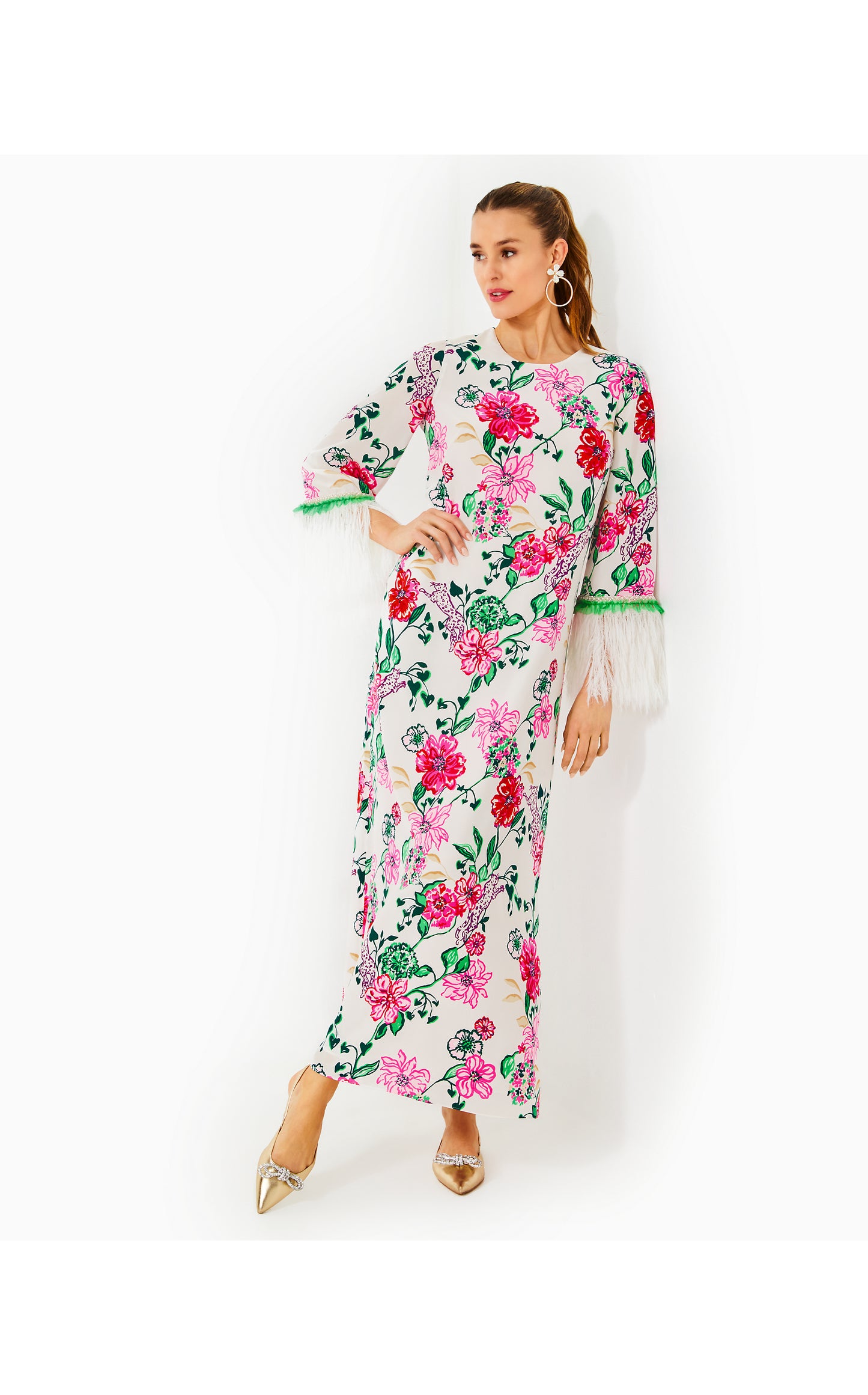 NATHALIA 3/4 SLEEVE SILK CAFTAN