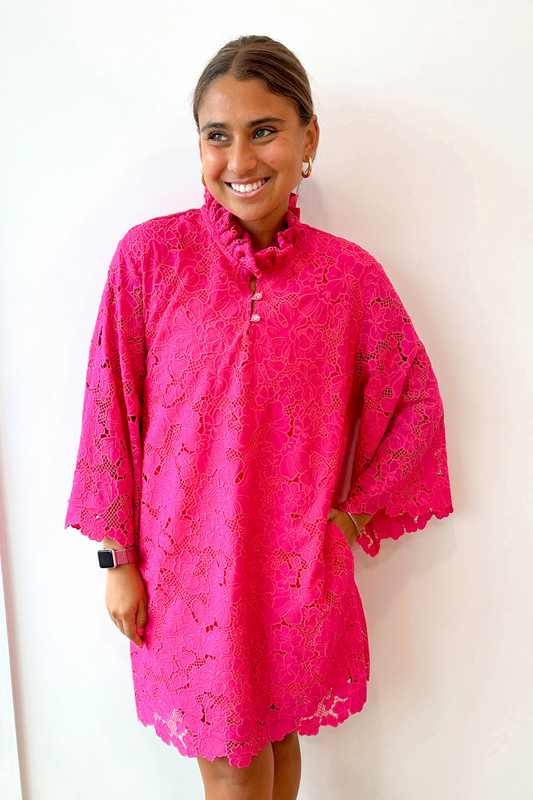 BC Caftan Pink Azalea Lace Dress