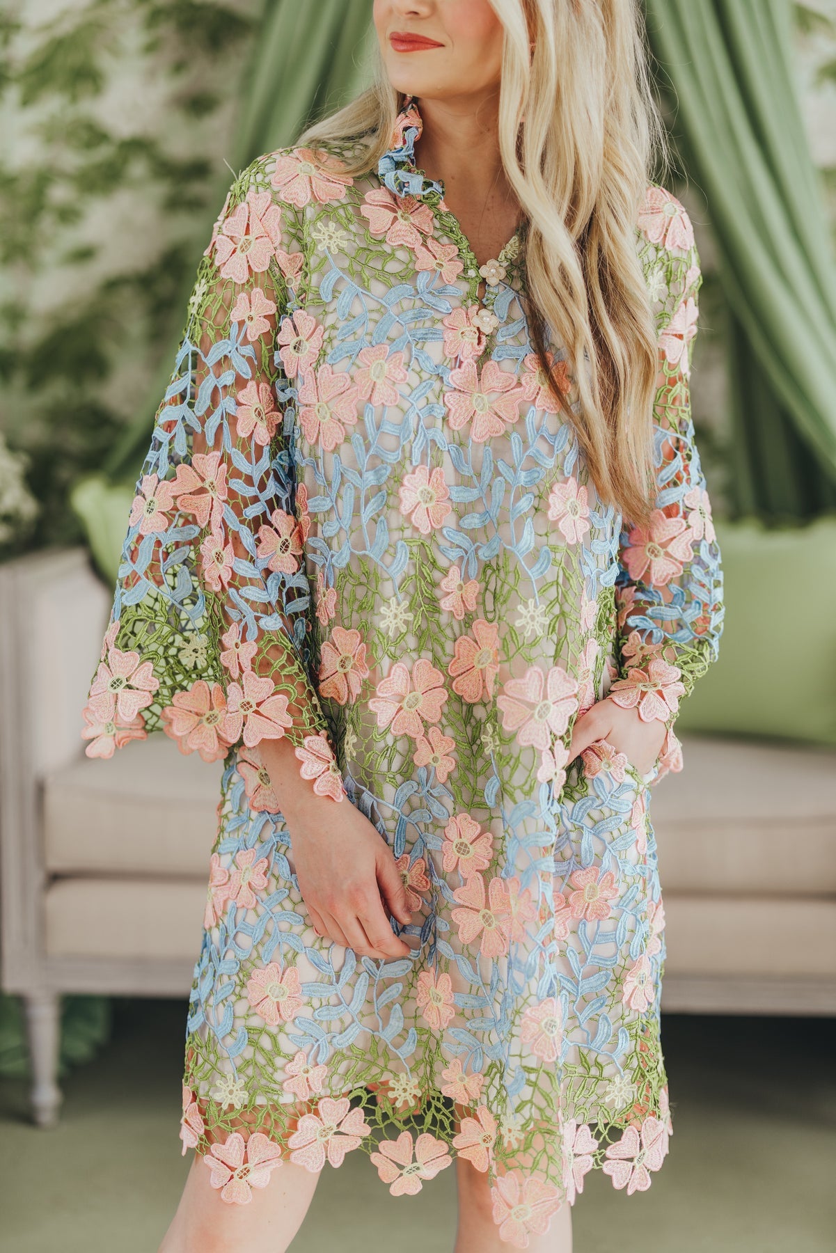 BC Caftan Bright Floral Lace