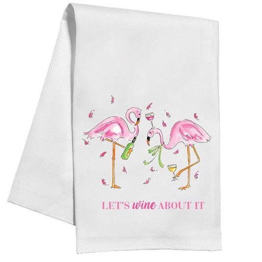 Flamingos with Drinks Kitchen Towel