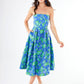 Catherine Dress Cobalt Tropical Tulip Jacquard