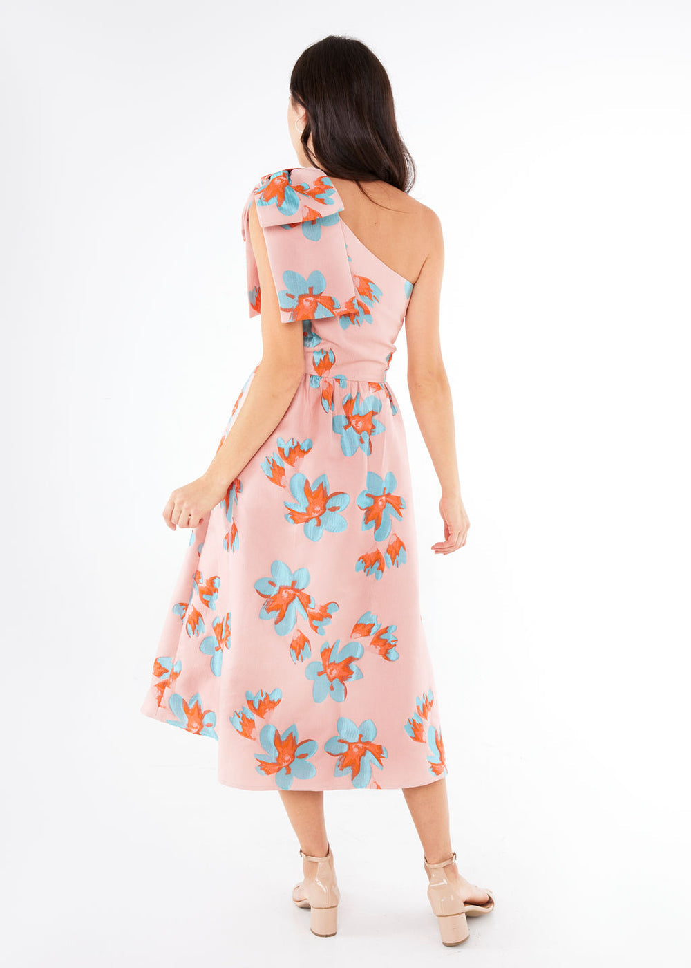 Caroline Dress Pink Plumeria Jacquard