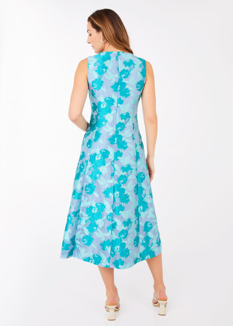 Avery Midi Dress Mint Rose Vine Organza