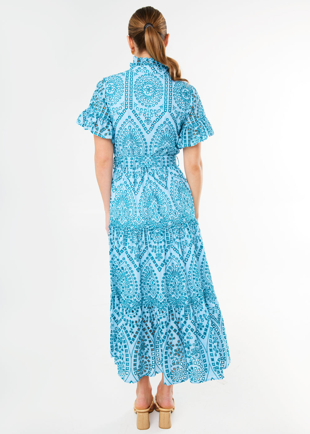 Sadie Maxi Dress Sky Blue Square Eyelet