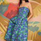 Catherine Dress Cobalt Tropical Tulip Jacquard