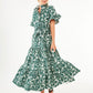 Sadie Maxi Dress Green Hibiscus Jacquard