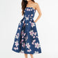 Catherine Dress Blue Plumeria Jacquard