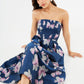 Catherine Dress Blue Plumeria Jacquard