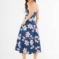 Catherine Dress Blue Plumeria Jacquard