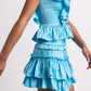 Brilliant Blue Willow Satin Mini Skirt