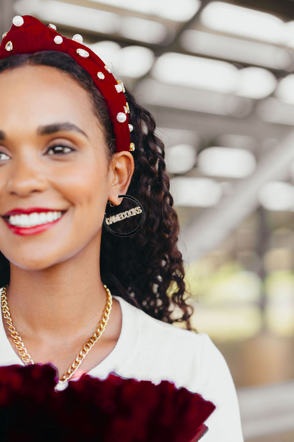 South Carolina GAMECOCKS Black Pave Hoop Earrings