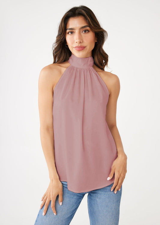 Rory Blush Satin Halter Top