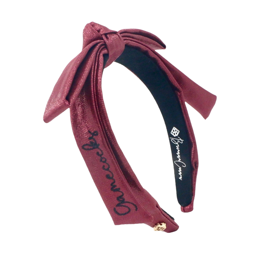 Garnet South Carolina Thin Embroidered Ribbon Bow Headband