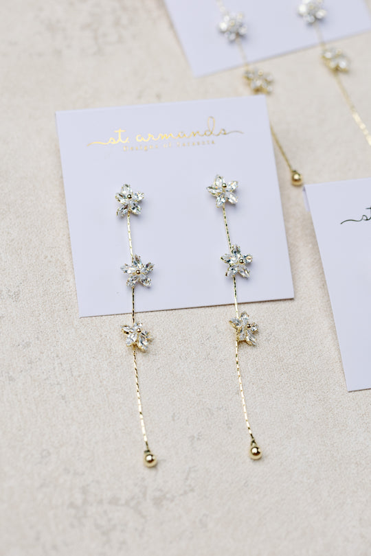 Diamond Daisy Gold Duster Drop Earrings