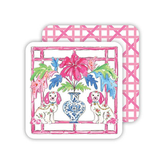 Pink Staffordshire Dogs Paper Coaster