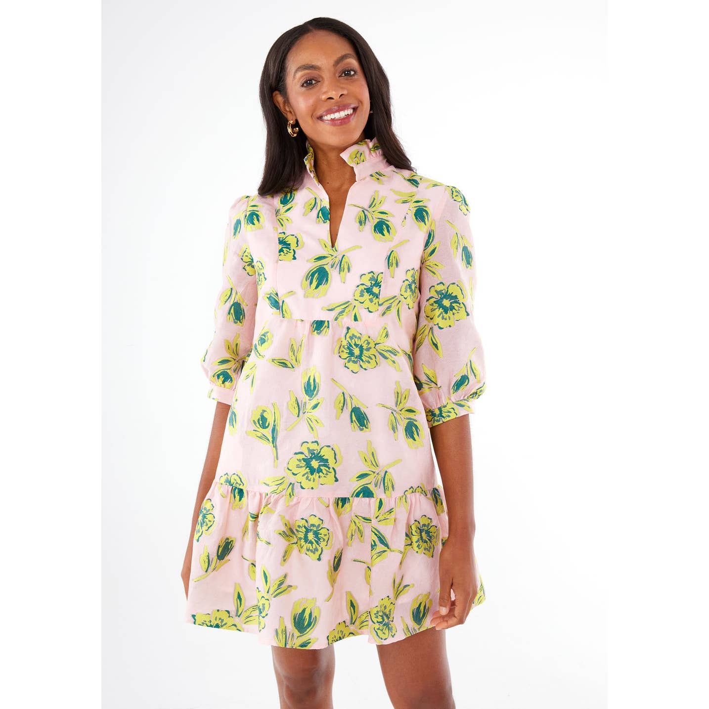 Emmerson Dress Pink Tropical Tulip Jacquard